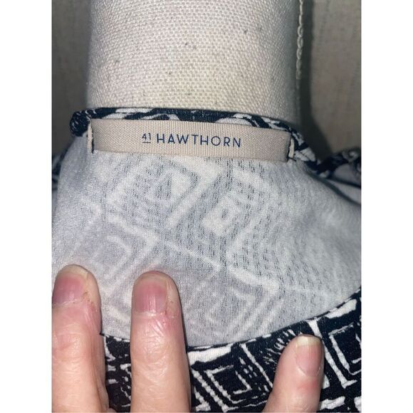 41 Hawthorne Women's Black White Geometric Pattern Skater Dress Medium - Picture 5 of 6